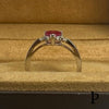 (AE - 20) .925 Plata Anillo Corazon Circonita Cúbica Rubí. - JoyeriaParis