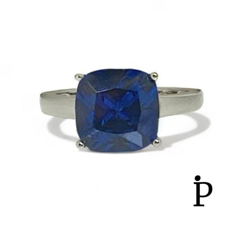 (AE - 21).925 Plata Anillo Circonita Cúbica Tanzanita Cojin - JoyeriaParis