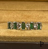 (AE - 34) .925 Plata Anillo Circonita Cúbica Redonda & Baguette Verde - JoyeriaParis