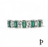 (AE - 34) .925 Plata Anillo Circonita Cúbica Redonda & Baguette Verde - JoyeriaParis