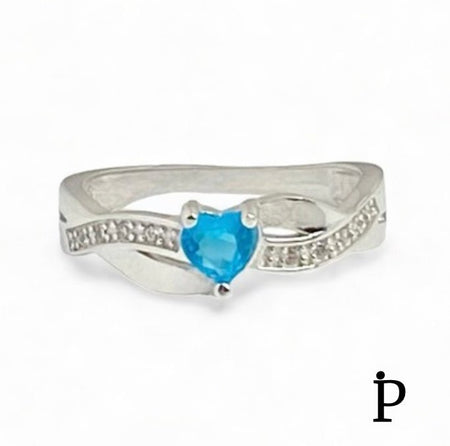 (AE - 40) .925 Plata Anillo Promesa Circonita Cúbica Azul Claro - JoyeriaParis