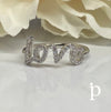 (AE - 50) .925 Plata Anillo CZ Letra Cursiva "AMOR" - JoyeriaParis