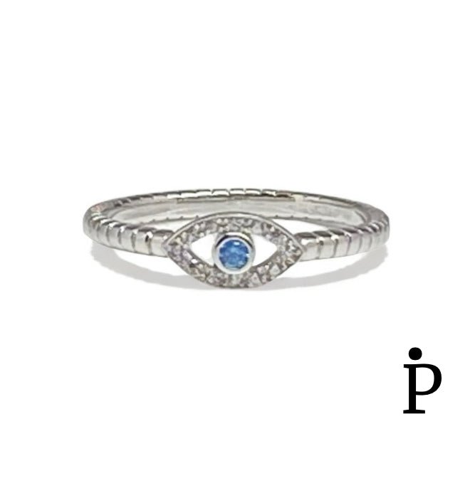 (AE - 53).925 Plata Circonita Cubica Azul Ojo Turco - JoyeriaParis