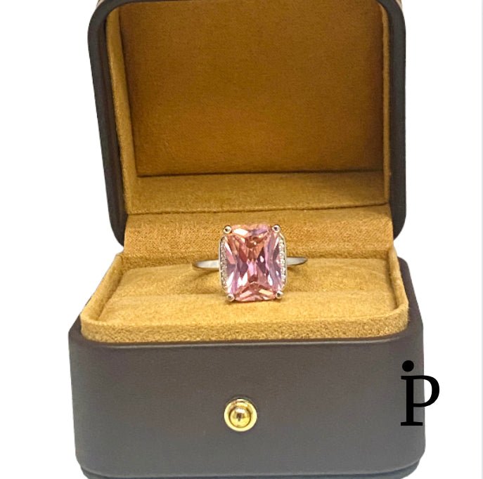 (AE - 54) .925 Plata Anillo Circonita cúbica Rosa Radiante - JoyeriaParis