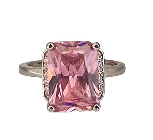 (AE - 54) .925 Plata Anillo Circonita cúbica Rosa Radiante - JoyeriaParis