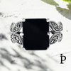 (AE - 58) .925 Plata anillo con piedra negra y mariposa. - JoyeriaParis