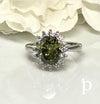 (AE - 65) .925 Plata Anillo Circonita Cúbica Peridoto Oval - JoyeriaParis