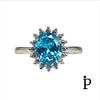 (AE - 67) .925 Plata Oval Azul Aqua CZ - JoyeriaParis