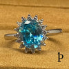 (AE - 67) .925 Plata Oval Azul Aqua CZ - JoyeriaParis