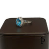 (AE - 67) .925 Plata Oval Azul Aqua CZ - JoyeriaParis