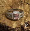 (AE - 72) .925 Plata Anillo Piedra Preciosa Rosa Corte Esmeralda Moderno - JoyeriaParis