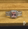 (AE - 72) .925 Plata Anillo Piedra Preciosa Rosa Corte Esmeralda Moderno - JoyeriaParis