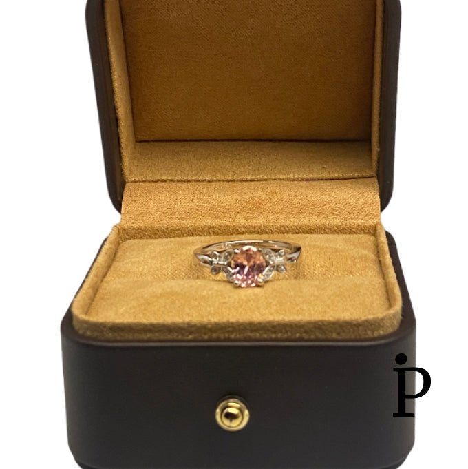 (AE - 74) .925 plata anillo con circonia color rosa con mariposas. - JoyeriaParis