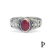 (AE - 84).925 Plata Anillo Banda Girasol Agata Roja Opalo Lab - JoyeriaParis