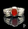 (AE - 84).925 Plata Anillo Banda Girasol Agata Roja Opalo Lab - JoyeriaParis