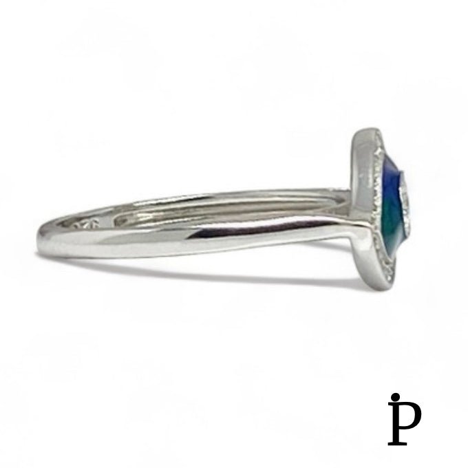 (AE - 94) .925 Plata Anillo Plata Esterlina Ojo Turco Multicolor - JoyeriaParis