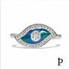 (AE - 94) .925 Plata Anillo Plata Esterlina Ojo Turco Multicolor - JoyeriaParis