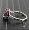 (AE - 96) .925 Plata Anillo Calavera Baño Negro Rubí CZ - JoyeriaParis