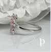 (AE - 99).925 Plata Anillo Forma Mariposa Grande CZ Rosa - JoyeriaParis