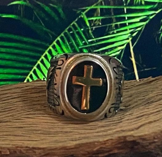 (AINOX - 32) Anillo para caballero en Acero Inoxidable religioso - JoyeriaParis