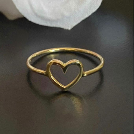 (ALO - 03) 14K Anillo oro amarilo con forma de corazón. - JoyeriaParis