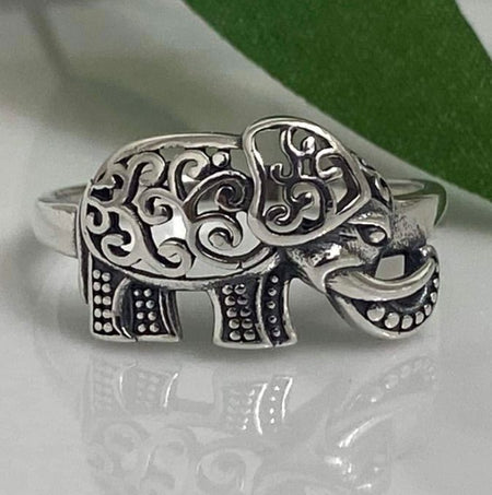 (ALP - 01) .925 Plata Anillo Elefante Bali Feligrana - JoyeriaParis