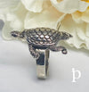 (ALP - 04) .925 Plata Anillo Liso, con forma de tortuga. - JoyeriaParis