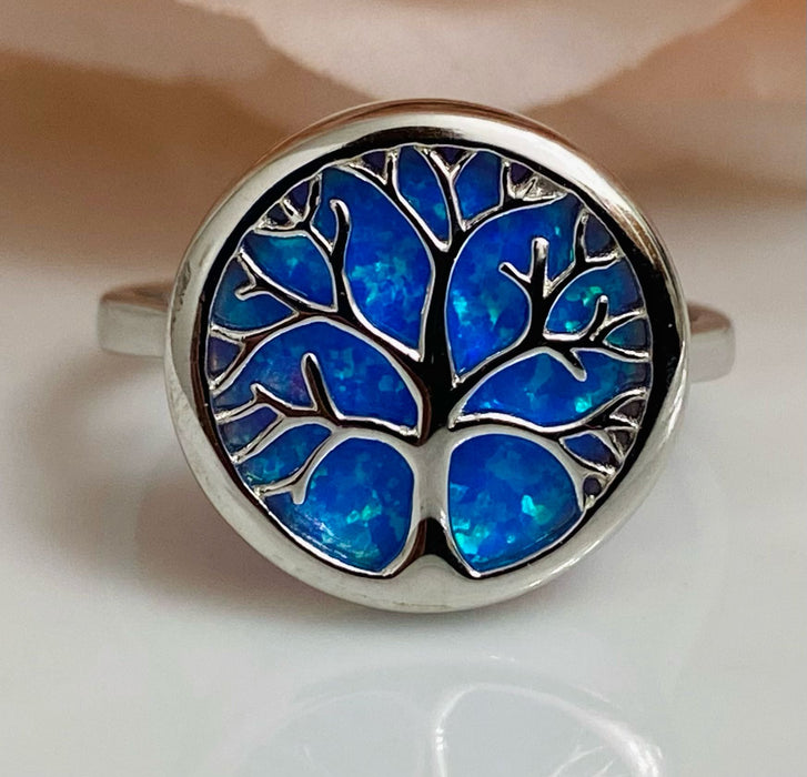 (ALP - 07) .925 Plata Arbol de la vida Opal Lab - JoyeriaParis