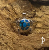 (ALP - 08) .925 Plata Anillo Tortuga Opalo Azul Lab - JoyeriaParis