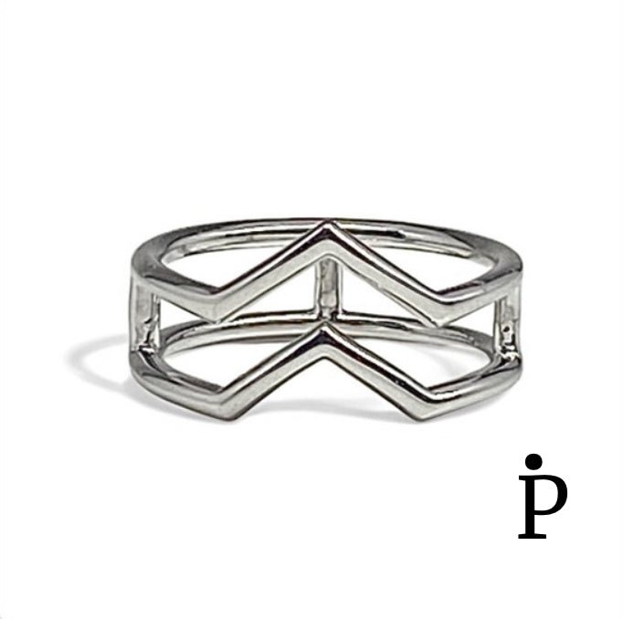 (ALP - 10) .925 Plata Anillo Doble V - JoyeriaParis