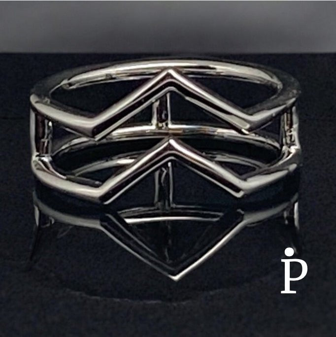 (ALP - 10) .925 Plata Anillo Doble V - JoyeriaParis