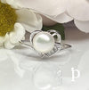 (ALP - 32) .925 Plata Anillo Corazon & Perla Cultivada - JoyeriaParis