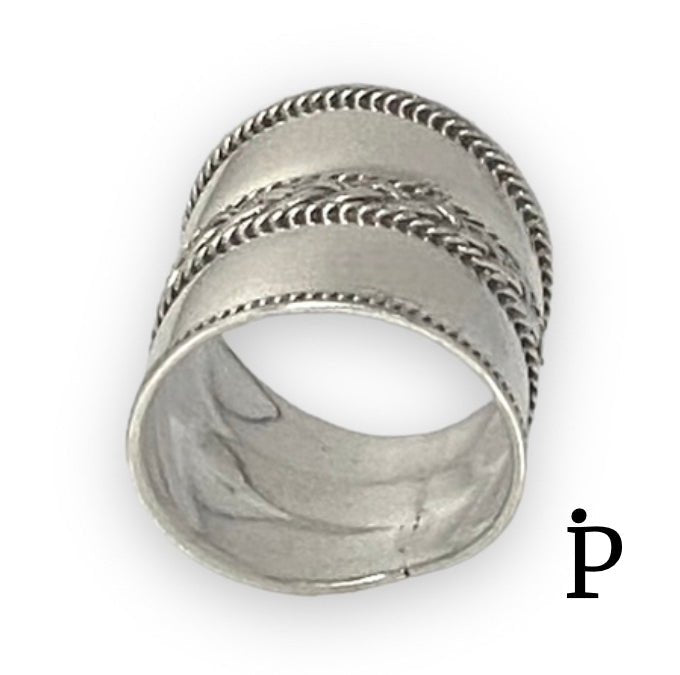 (ALP - 40) .925 Plata Anillo Bali Diseño Oxidado Trenzado - JoyeriaParis