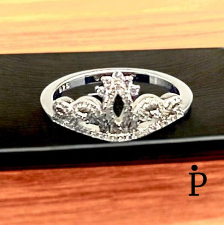 Anillo De Plata De Ley Circonita Cúbica Corona Princesa - JoyeriaParis