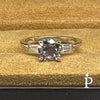 Anillo De Plata De Ley Compromiso Baguette CZ - JoyeriaParis