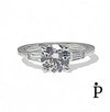 Anillo De Plata De Ley Compromiso Baguette CZ - JoyeriaParis