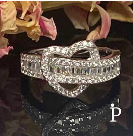 Anillo De Plata De Ley Compromiso Circonita Cúbica Forma Corazón - JoyeriaParis