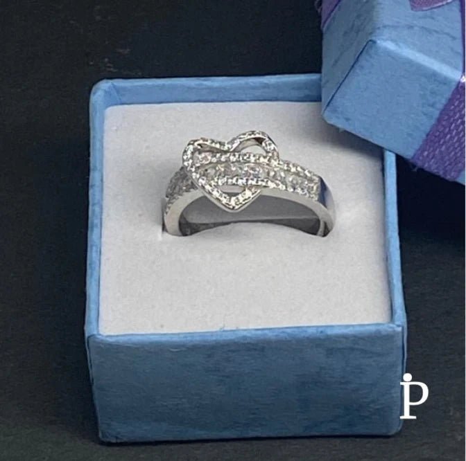 Anillo De Plata De Ley Compromiso Circonita Cúbica Forma Corazón - JoyeriaParis