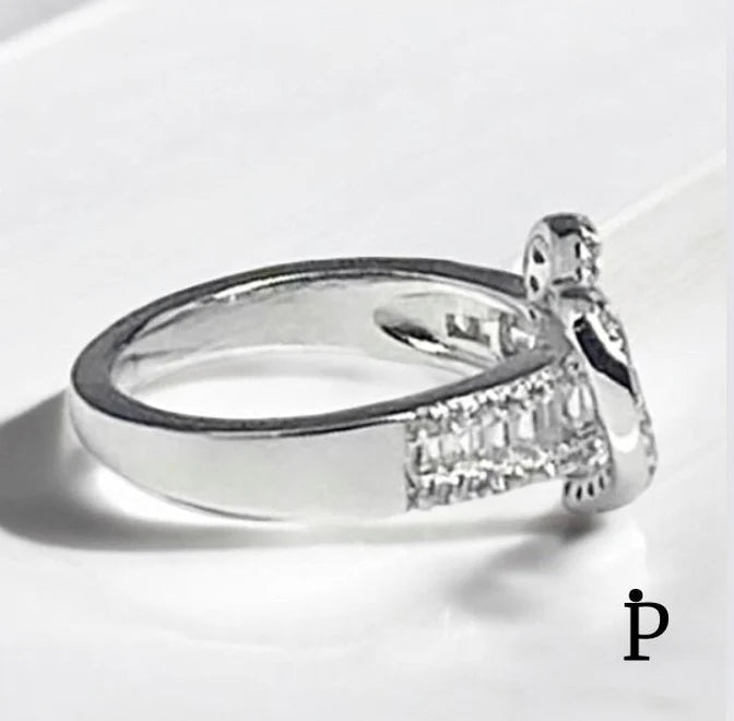 Anillo De Plata De Ley Compromiso Circonita Cúbica Forma Corazón - JoyeriaParis