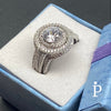 Anillo De Plata De Ley con Doble Halo Redondo CZ - JoyeriaParis