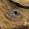 Anillo De Plata De Ley Corte Esmeralda CZ Azul - JoyeriaParis