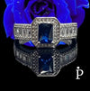 Anillo De Plata De Ley Corte Esmeralda CZ Azul - JoyeriaParis