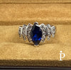 Anillo De Plata De Ley Corte Marquesa Azul - JoyeriaParis