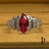 Anillo De Plata De Ley CZ Rubí Corte Marquesa - JoyeriaParis