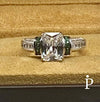 Anillo De Plata De Ley de Compromiso Circonia Rectangular - JoyeriaParis