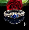 Anillo De Plata De Ley de Filigrana de Espinela Azul con CZ - JoyeriaParis