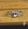 Anillo De Plata De Ley de Plata con CZ y Halo de Corazón - JoyeriaParis