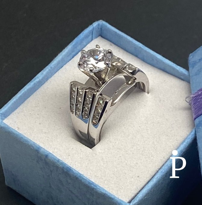 Anillo De Plata De Ley Doble Compromiso Con Circonita Cúbica - JoyeriaParis