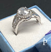 Anillo De Plata De Ley Halo con CZ Ovalado - JoyeriaParis