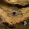 Anillo De Plata De Ley Piedra Central Negra Dos Mariposas - JoyeriaParis